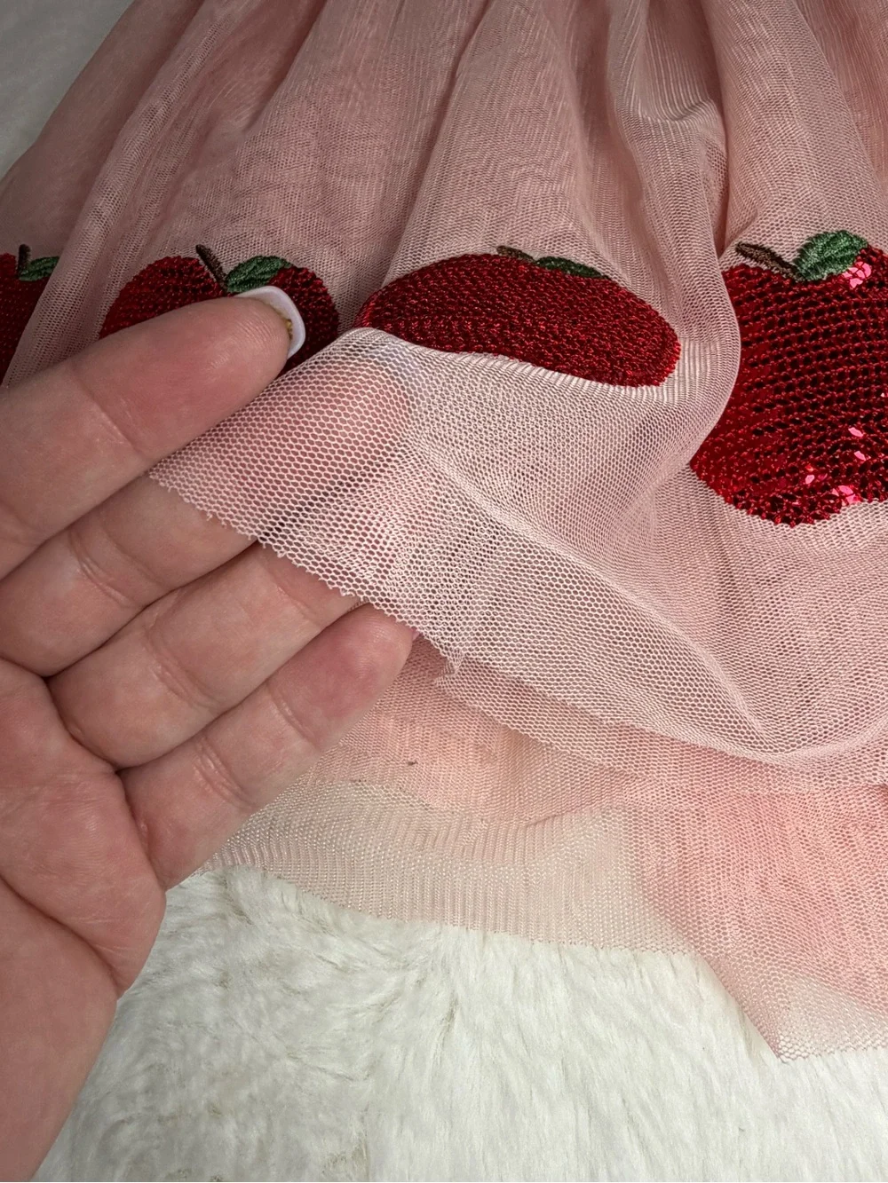 Girls Sequin Apple Tutu Skirt - Classroom Cutie - Pink Girls Size 7